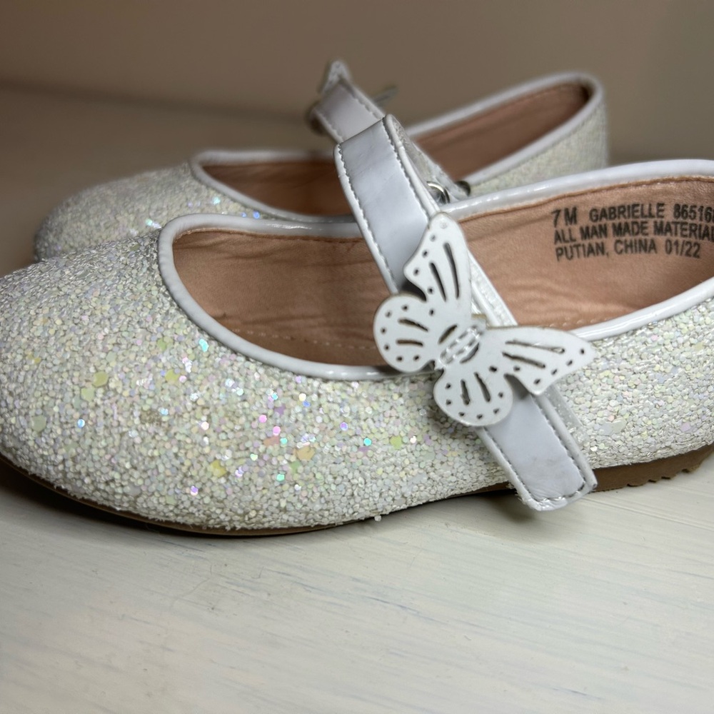 Kids Glitter Mary Jane Shoes - White